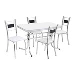 Conjunto de Mesa com 4 Cadeiras Katia Prata e Branco - Única