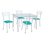 Conjunto de Mesa com 4 Cadeiras Marília Corino Azul e Branco - Única