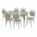 Conjunto de Mesa com 6 Cadeiras Ana Paula Corino Bege e Cromado - Única