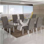 Conjunto de Mesa com 4 Cadeiras Olímpia Linho Branco e Cinza
