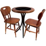 Conjunto de Mesa com 2 Cadeiras Azulejo Preto e Madeira 60cm Imbuia - Tambo