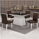 Conjunto de Mesa de Jantar com 4 Cadeiras Sevilha Suede Marrom e Branco