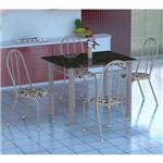 Conjunto de Mesa Malaga com 4 Cadeiras Alicante Branco e Preto Floral