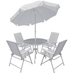 Conjunto de Mesa para Jardim Malibu com 4 Cadeiras Branco - Mor