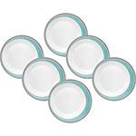 Conjunto de Pratos Oxford Porcelanas Moon Candy Dots 6 Peças Rasos 27,5cm - Branco/Azul