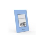 Conjunto 1 Interruptor Simples + Tomada 20A - Beleze Azul Pastel Enerbras