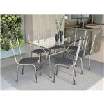 Conjunto Mesa 1,40 com 6 Cadeiras Mali Kappesberg - Cromado/cinza