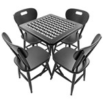 Conjunto Mesa de Azulejo Quadrada 60x60cm com 4 Cadeiras Copacabana Preto - Tambo