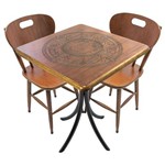 Conjunto Mesa de Madeira Pirografada Quadrada 60x60cm com 3 Cadeiras Pilsner Imbuia - Tambo