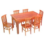 Conjunto Mesa de Jantar em Madeira Demolição 2m com 8 Cadeiras Minieira