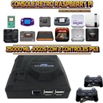 Console Retrô Mini Megadrive Genesis RetroPie 25.000 Jogos + 2 Controles PS3
