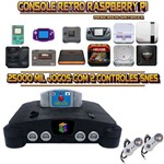 Console Retrô Mini N64 RetroPie 25.000 Jogos + 2 Controles SNES