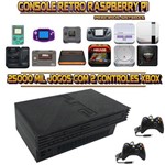 Console Retrô Mini Playstation 2 PS2 RetroPie 25.000 Jogos + 2 Controles XBOX 360