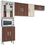 Cozinha Compacta Poliman Suíça Branco/Rovere/Amêndoa 3 Peças: Paneleiro, Aéreo e Armário Geladeira