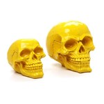 Crânios Amarelo Brilhante em Resina - Arte Retrô (KIT)