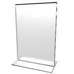 Display ou Porta Folha em Formato de Invertido T em Acrílico Transparente A5 15 X 21 Cm Vertical