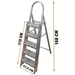 Escada Alumínio 5 Duplos Degraus Reforçada e Segura ART FACTORY