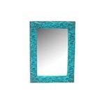 Espelho Egito Azul Provençal em Resina - Arte Retrô - 18x13 Cm.