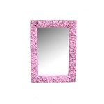 Espelho Egito Rosa Provençal em Resina - Arte Retrô - 18x13 Cm.