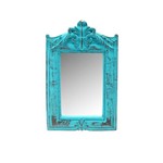 Espelho Haiti Azul Provençal em Resina - Arte Retrô - 22x15 Cm.