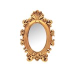 Espelho Zâmbia Ouro Velho em Resina - Arte Retrô - 23x15 Cm.