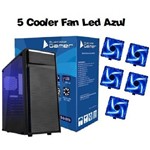Gabinete Bluecase Gamer BG-015 USB 3.0 Frontal + 5 Coolers Led Azul