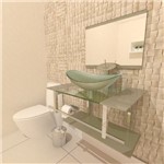 Gabinete de Vidro 70cm para Banheiro Irlanda Champanhe