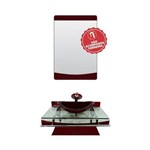 Gabinete de Vidro 90cm para Banheiro Itália Vermelho Cereja