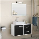 Gabinete para Banheiro Suspenso com Espelheira e Cuba Belizze Ideal 80cm Branco/Preto
