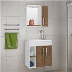 Gabinete para Banheiro Suspenso com Espelheira e Tampo Belizze Roma 55Cm Branco/Rústico