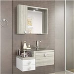 Gabinete Suspenso Sem Cuba com Espelheira para Banheiro Montreal Celta Móveis Nogal Griss/Branco