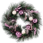 Guirlanda Bolas Brancas e Rosas 60cm Christmas Traditions Verde