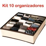 Kit 10 Organizador de Gavetas TNT 24 Espaços para Calcinhas Cuecas Meias