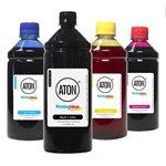 Kit 4 Tintas para Epson Universal Black 1 Litro Coloridas 500ml Aton Pigmentada