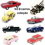 Kit 8 Miniaturas Carro de Coleção Miniatura de Ferro Clássicos Antigo Vintage 1/46 Kinsmart