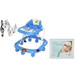 Kit Andador Antiderrapante Azul Musical e Travesseiro Anti Refluxo Pequeno - Apis Baby