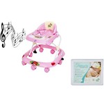 Kit Andador Antiderrapante Rosa Musical e Travesseiro Anti Refluxo Pequeno - Apis Baby