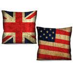 Kit Capa de Almofada Bandeira Inglaterra e Bandeira Estados Unidos 42cm