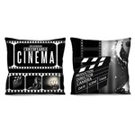 Kit 2 Capas de Almofada Cinema Claquete Retrô 42cm para Sofá ou Cama R3