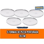 KIT com 5 Forma de Pizza Perfurada 35 Cm em Alumínio Sua Pizza Mais Crocante