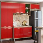 Cozinha Compacta 9 Portas com Balcão P/ Pia 5838 Vermelho/Argila