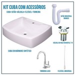 Kit Cuba Pia para Banheiro Croy Albani 50 Cm + Válvula 7/8 + Torneira 1/4 + Sifão + Flexível