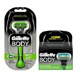 Kit Gillette Body Aparelho Barbeador 1 Unidade + Carga 4 Unidades
