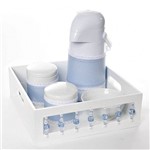 Kit Higiene com Porcelanas e Capa Pedra Azul Quarto Bebê Menino