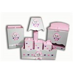 Kit Higiene para Bebê em MDF Nuvem Chuva de Amor Chuva de Bençãos Cinza e Rosa