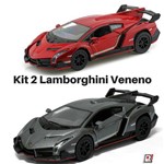 Kit 2 Miniaturas Carro de Coleção Lamborghini Veneno 13 Cm de Ferro Escala 1/36