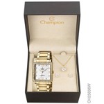 Relógio Champion Feminino Dourado Ch24428w Kit