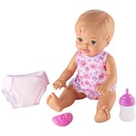 Little Mommy - Bebê Faz Xixi - Hora de Fazer Xixi Morena FBC88/FBC90 - Mattel