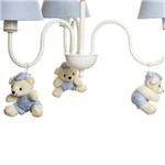 Lustre 3L Simples com 3 Ursinhos de Boné Quarto Bebê Infantil Menino