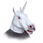 Máscara Unicórnio Cabeça de Cavalo Branco com Chifre Látex